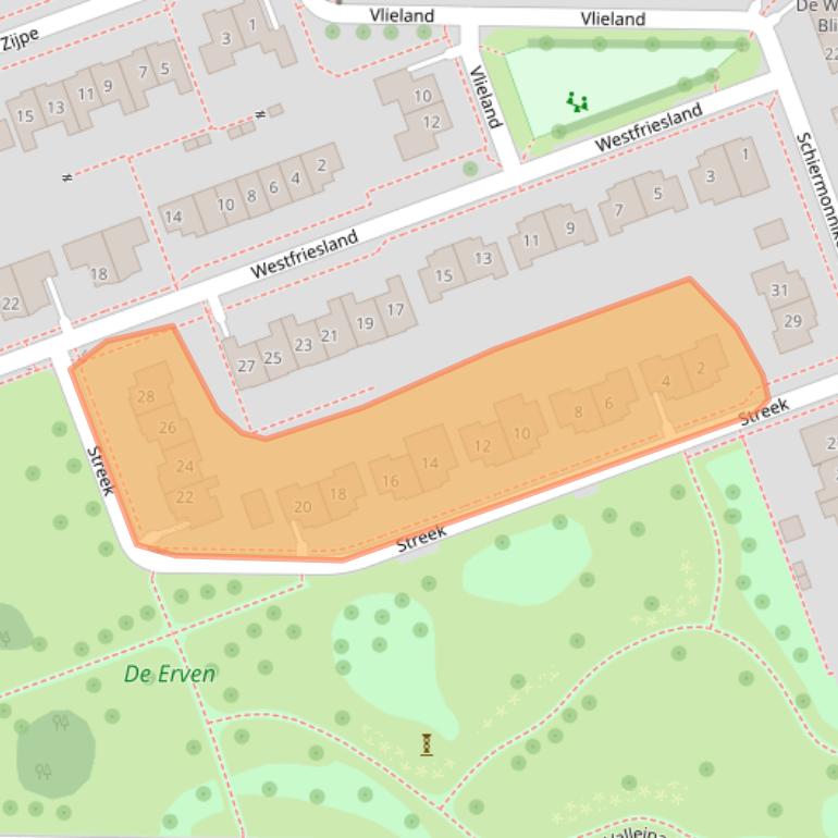 Kaart van postcodegebied 8302MD.