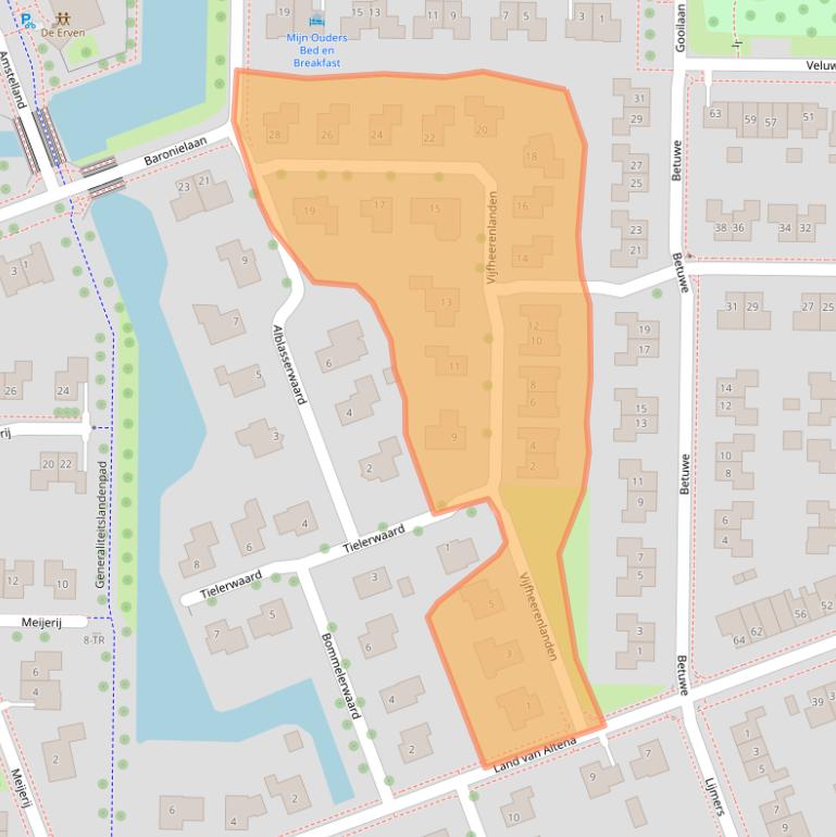 Kaart van postcodegebied 8302MJ.
