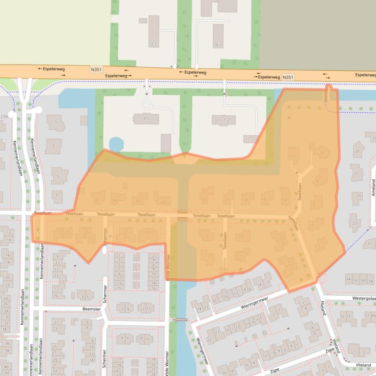 Kaart van postcodegebied 8302NA.