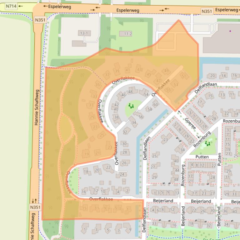 Kaart van postcodegebied 8302NZ.