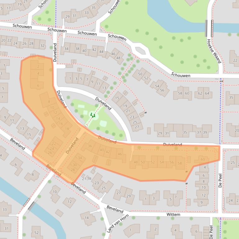 Kaart van postcodegebied 8302PK.