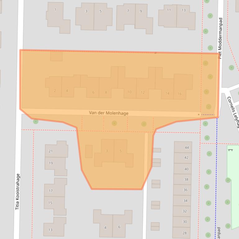 Kaart van postcodegebied 8302TM.