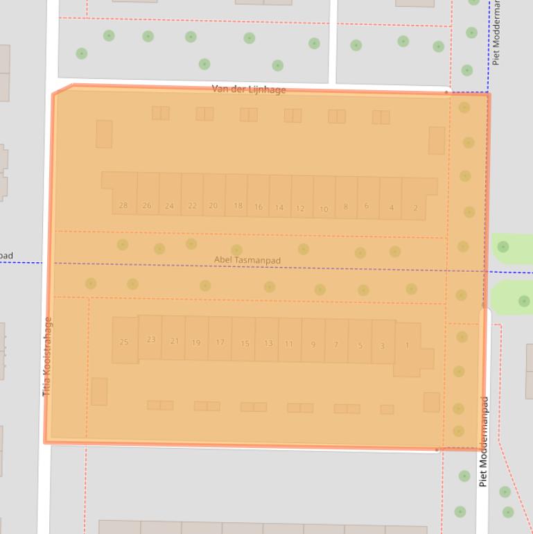 Kaart van postcodegebied 8302TS.