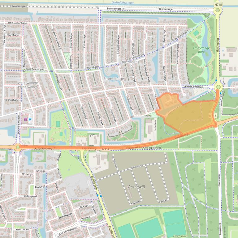Kaart van postcodegebied 8302ZD.