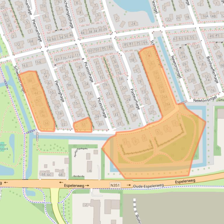 Kaart van postcodegebied 8302ZJ.