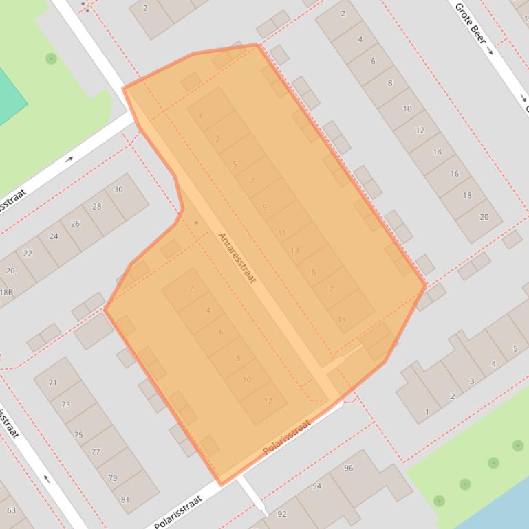 Kaart van postcodegebied 8303AJ.