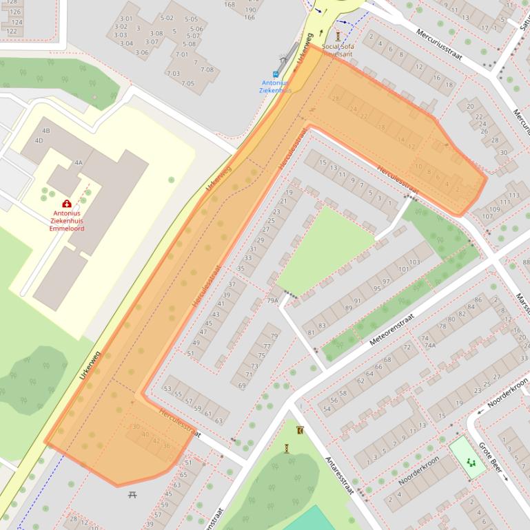 Kaart van postcodegebied 8303AZ.