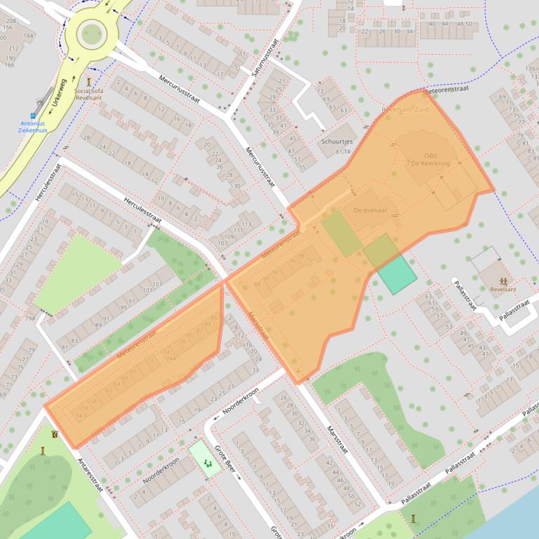 Kaart van postcodegebied 8303BB.