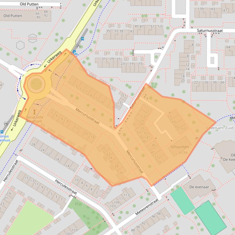 Kaart van postcodegebied 8303BG.