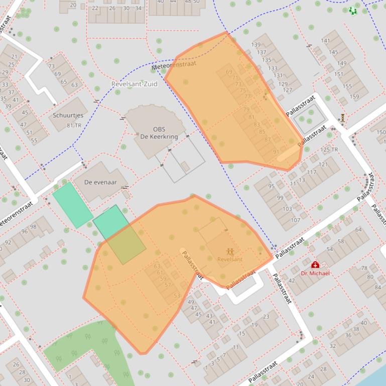 Kaart van postcodegebied 8303BJ.