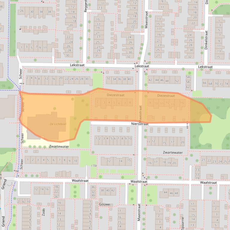 Kaart van postcodegebied 8303DA.