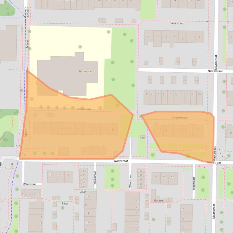 Kaart van postcodegebied 8303DD.