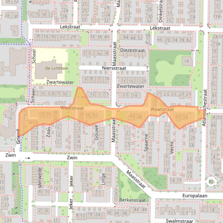 Kaart van postcodegebied 8303DH.