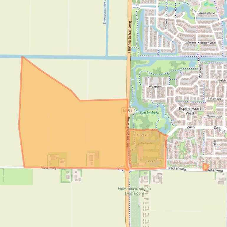 Kaart van postcodegebied 8303EJ.