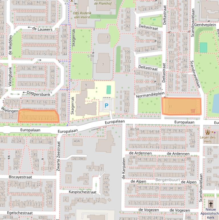 Kaart van postcodegebied 8303GH.