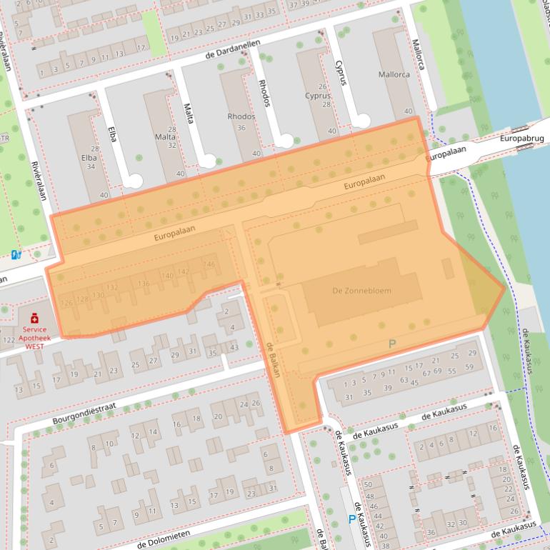 Kaart van postcodegebied 8303GM.