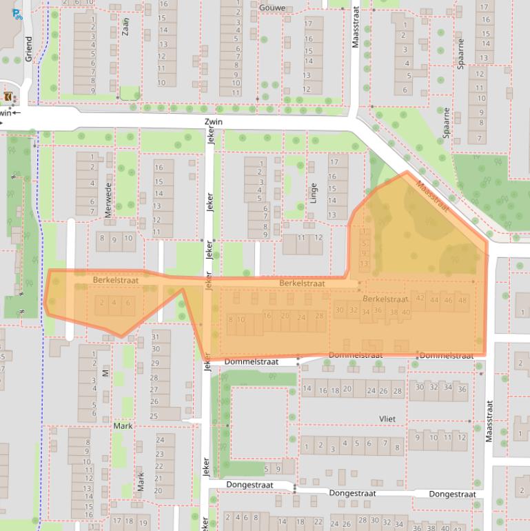 Kaart van postcodegebied 8303JR.