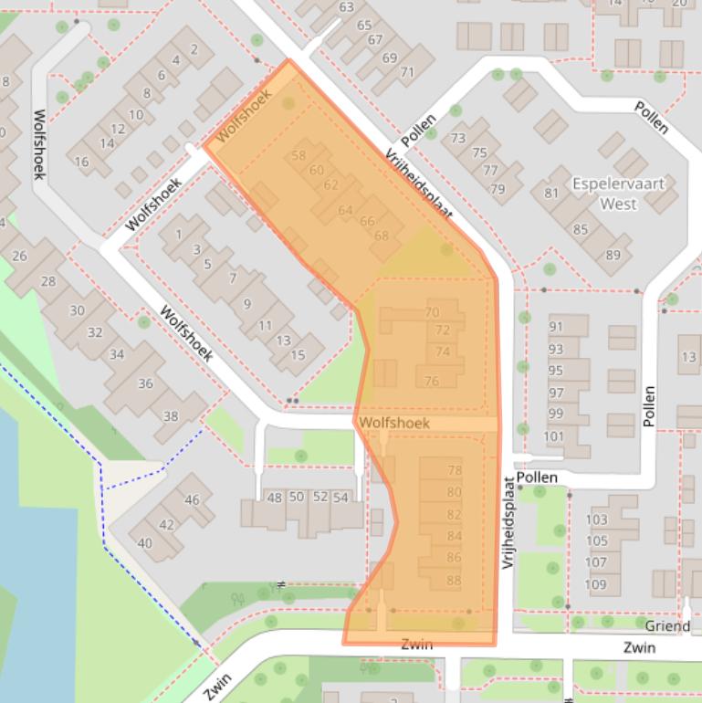Kaart van postcodegebied 8303KG.