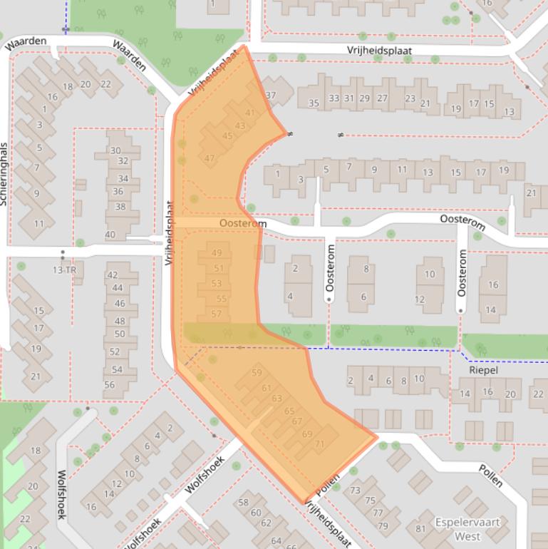 Kaart van postcodegebied 8303KJ.