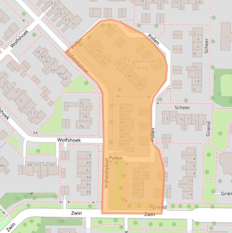 Kaart van postcodegebied 8303KK.