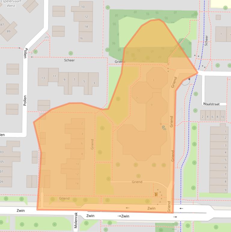 Kaart van postcodegebied 8303KM.