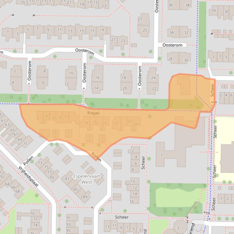 Kaart van postcodegebied 8303KP.