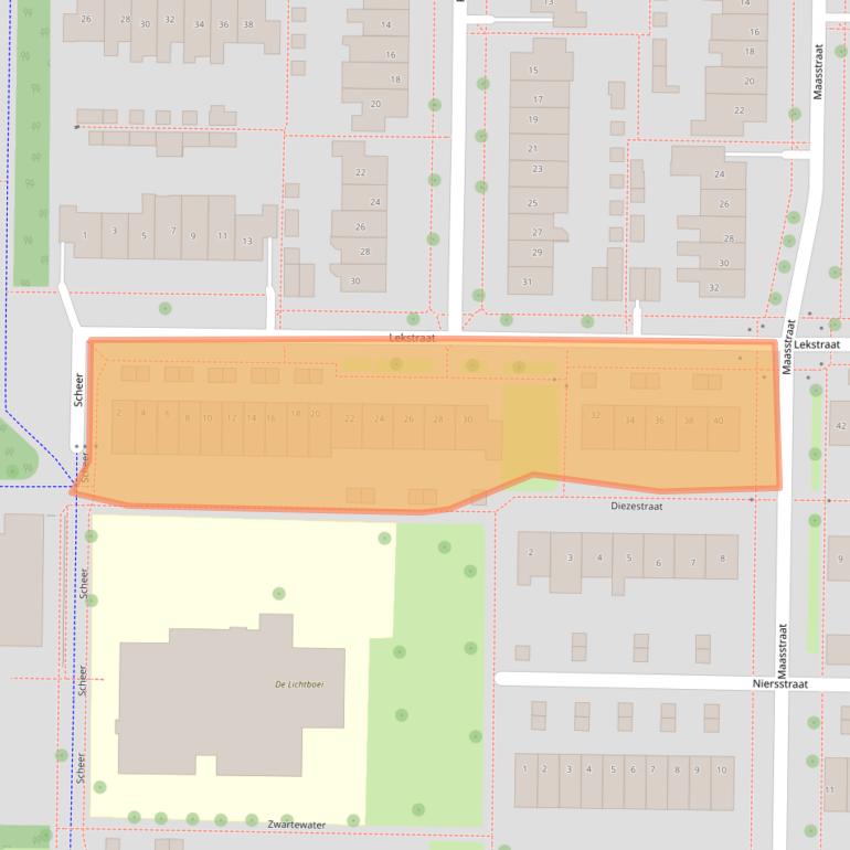 Kaart van postcodegebied 8303LS.