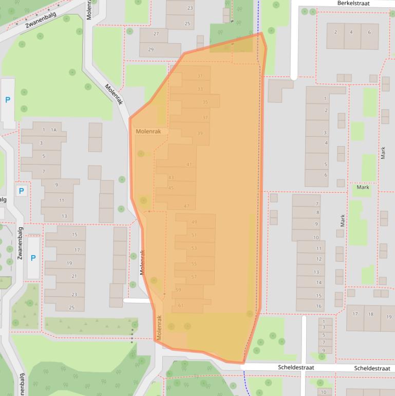 Kaart van postcodegebied 8303MB.