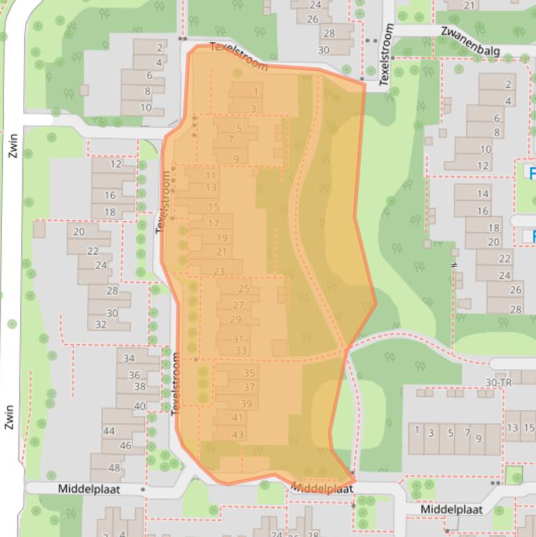 Kaart van postcodegebied 8303MG.