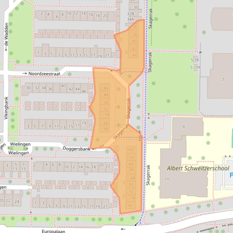 Kaart van postcodegebied 8303VC.
