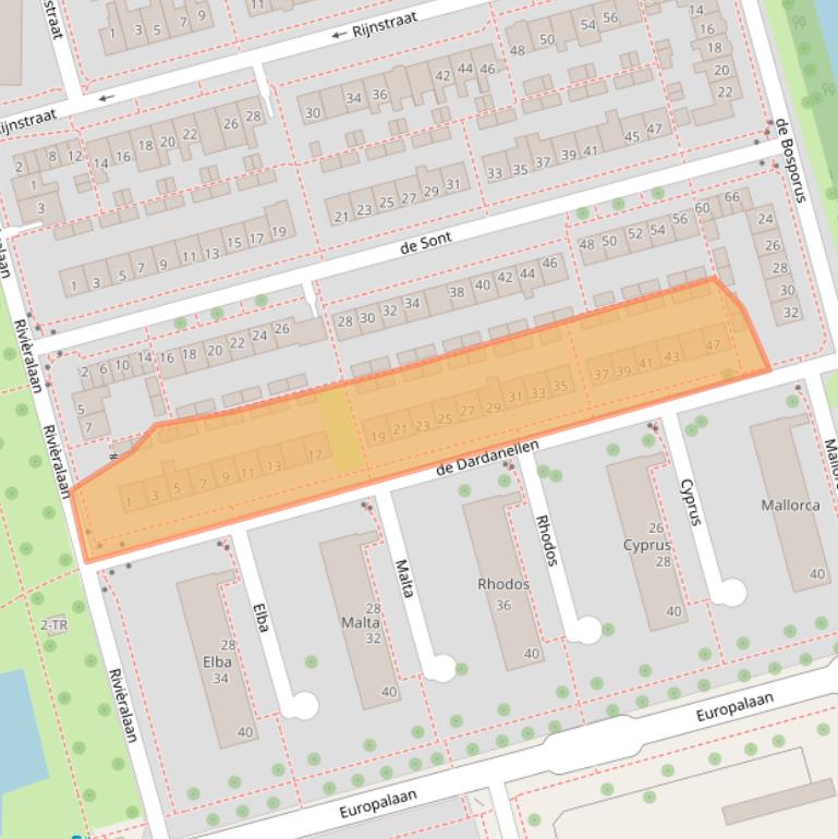 Kaart van postcodegebied 8303WC.