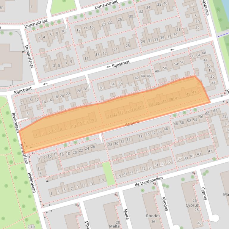Kaart van postcodegebied 8303WD.