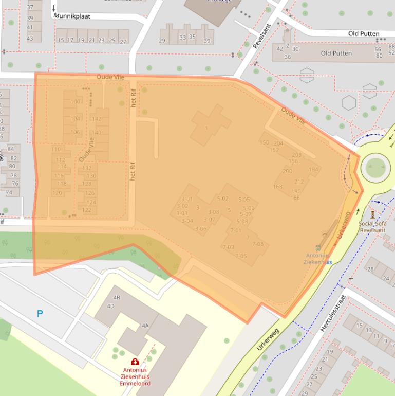 Kaart van postcodegebied 8303XD.