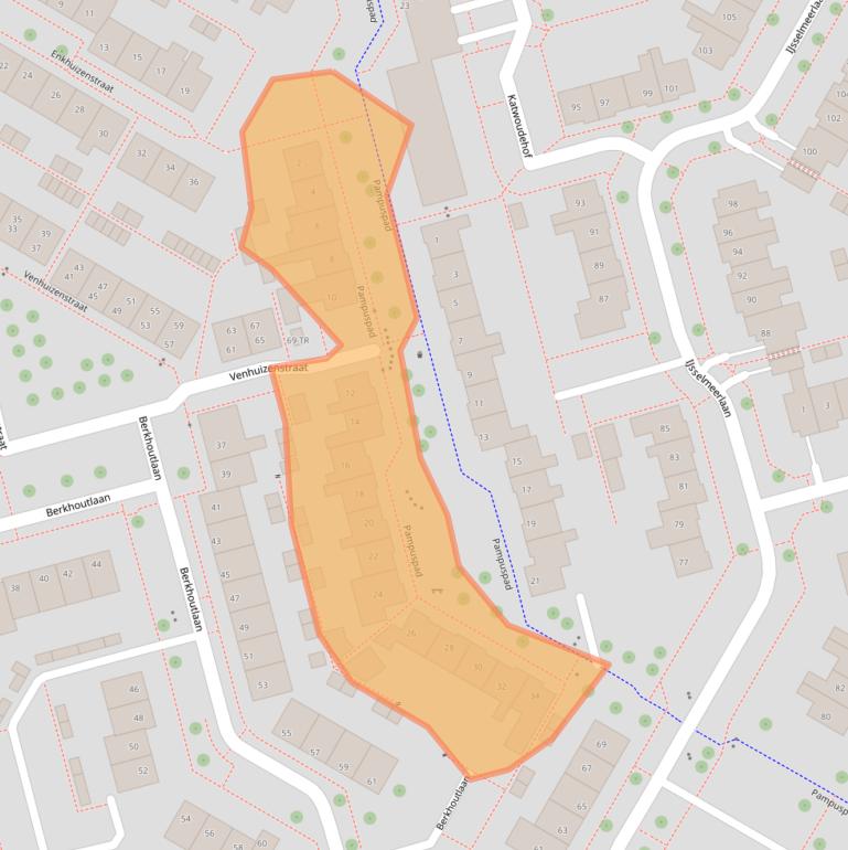 Kaart van postcodegebied 8304DS.