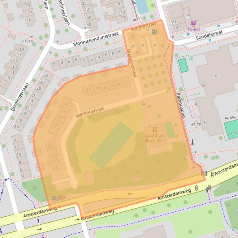 Kaart van postcodegebied 8304DZ.