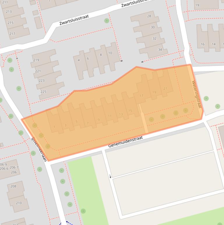 Kaart van postcodegebied 8304GD.