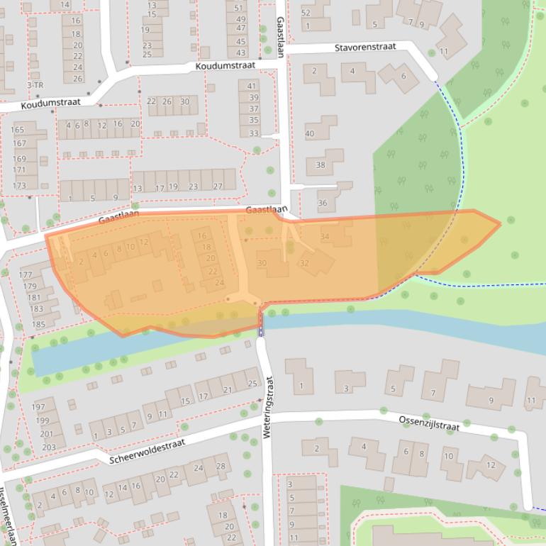Kaart van postcodegebied 8304JB.
