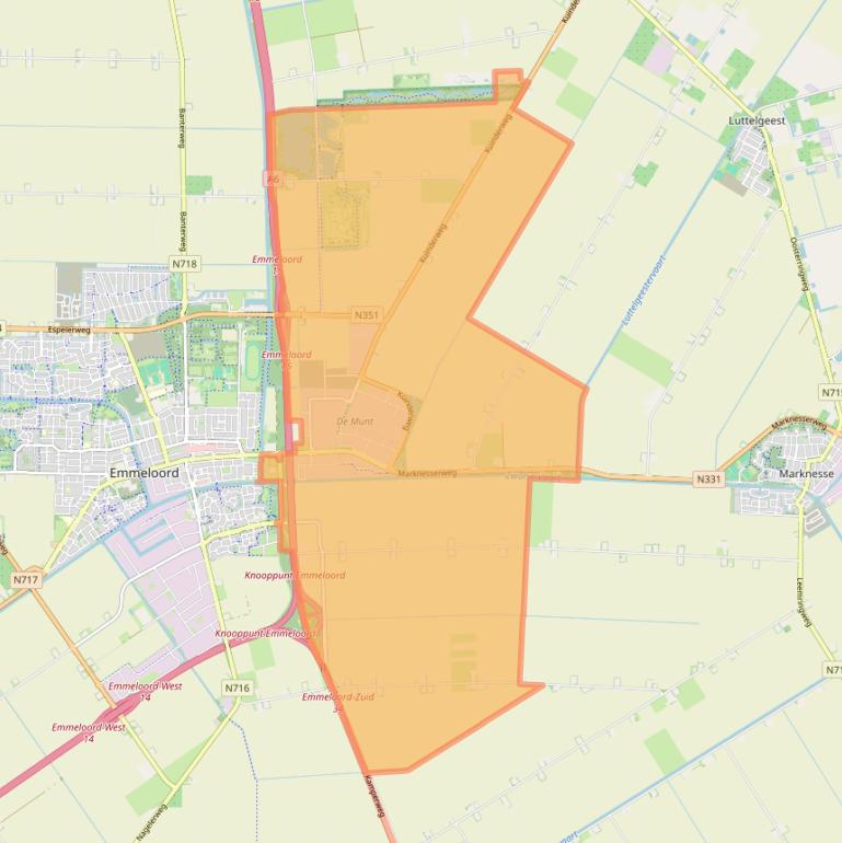 Kaart van postcodegebied 8305.