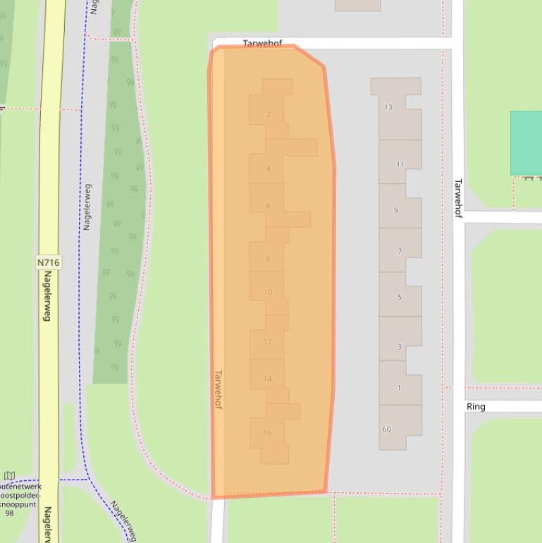 Kaart van postcodegebied 8308BL.