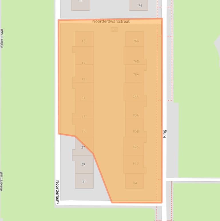 Kaart van postcodegebied 8308BS.