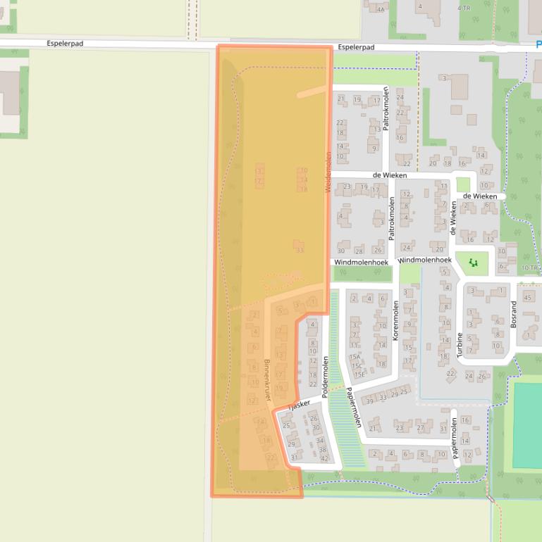 Kaart van postcodegebied 8311BJ.