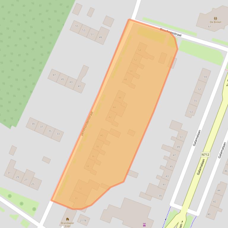 Kaart van postcodegebied 8312BE.