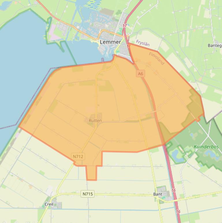 Kaart van postcodegebied 8313.