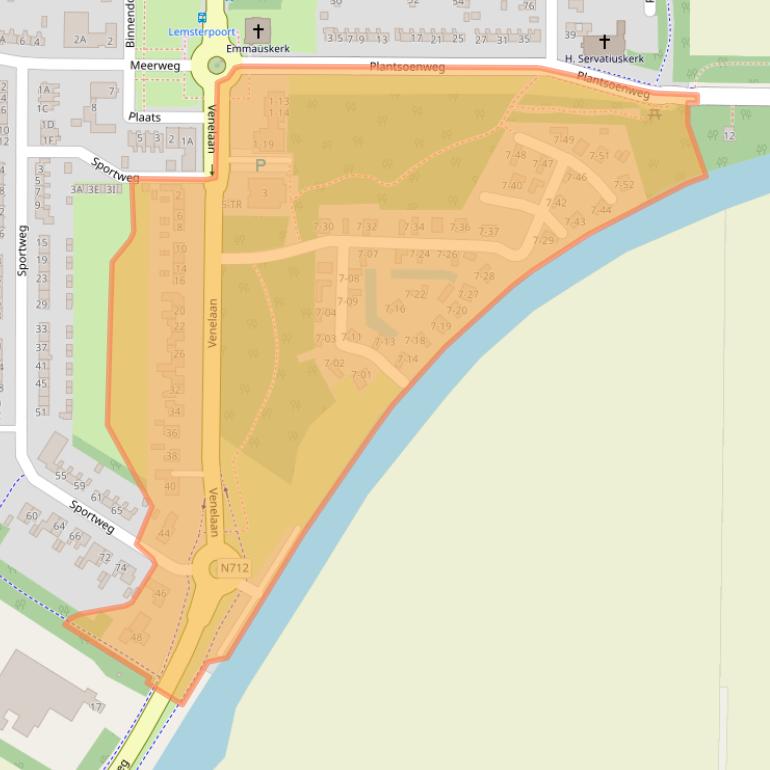 Kaart van postcodegebied 8313AA.