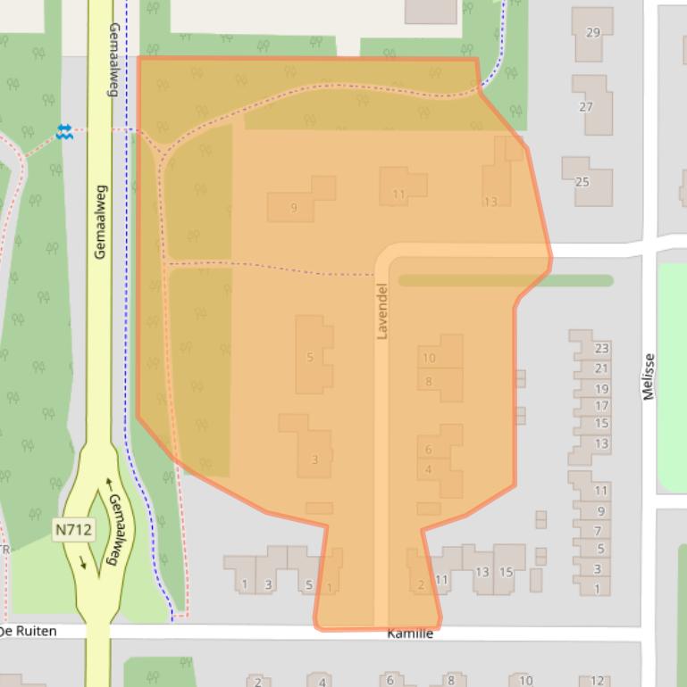 Kaart van postcodegebied 8313BB.