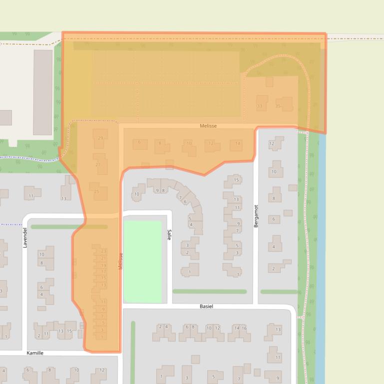 Kaart van postcodegebied 8313BC.