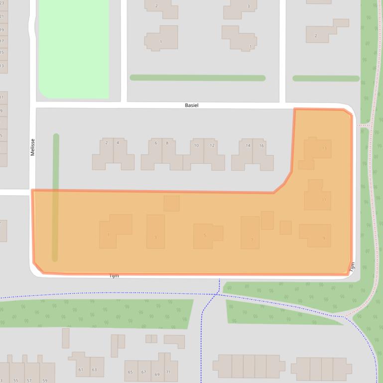 Kaart van postcodegebied 8313BH.