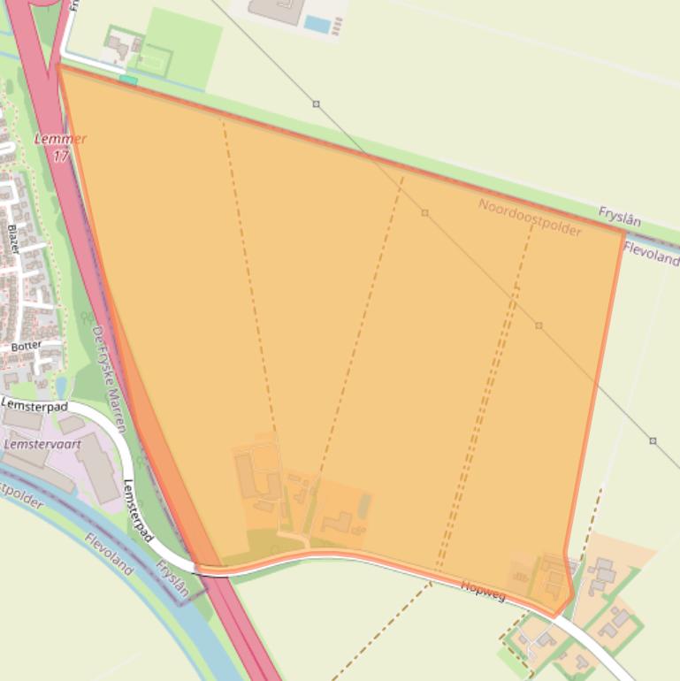 Kaart van postcodegebied 8313RM.