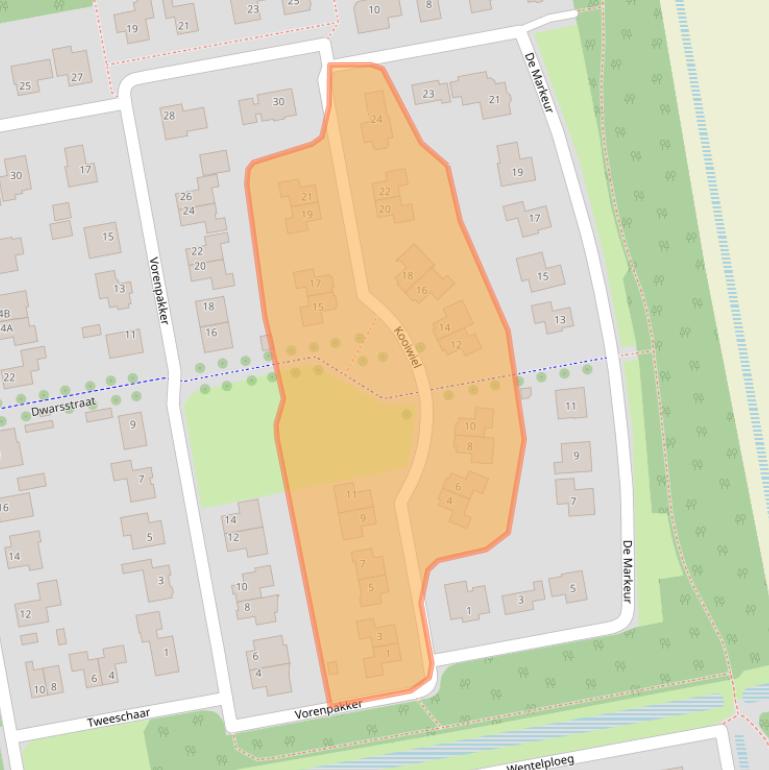 Kaart van postcodegebied 8314AB.