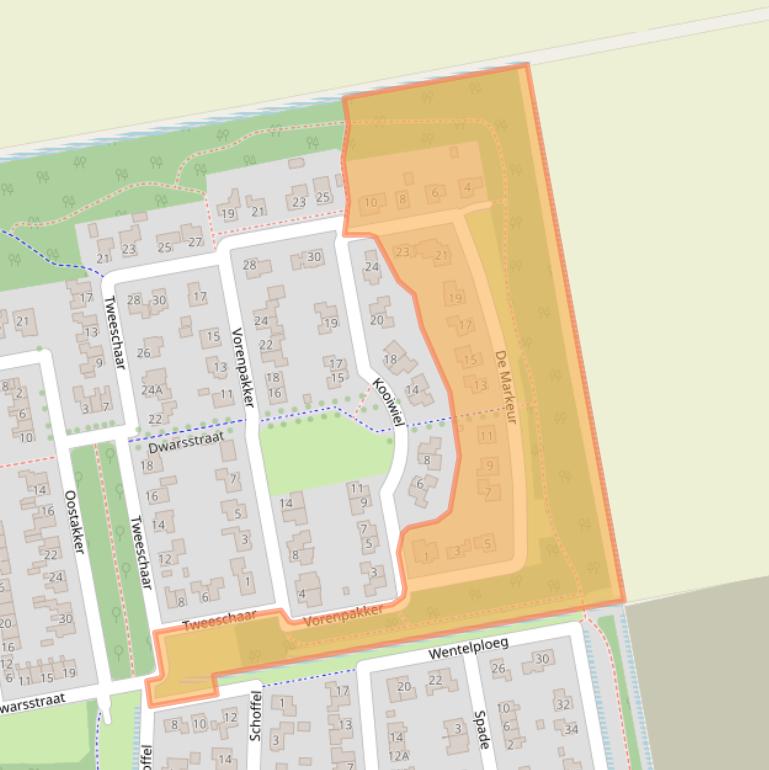 Kaart van postcodegebied 8314AZ.